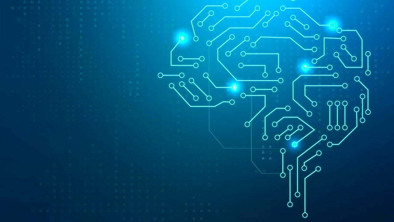 Vision IA AI technology brain background digital transformation concept